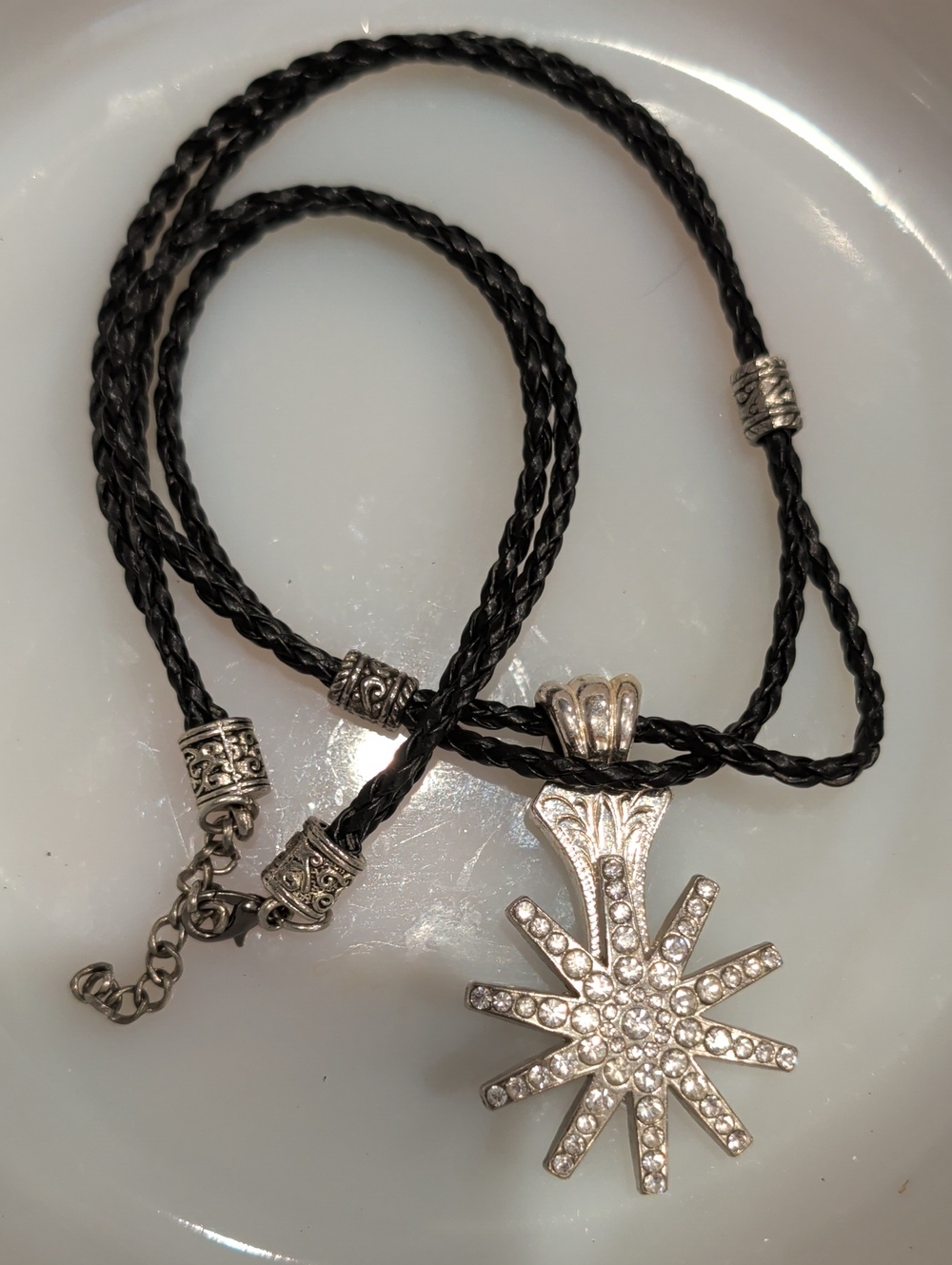 Western crystal spur rowel pendant necklace